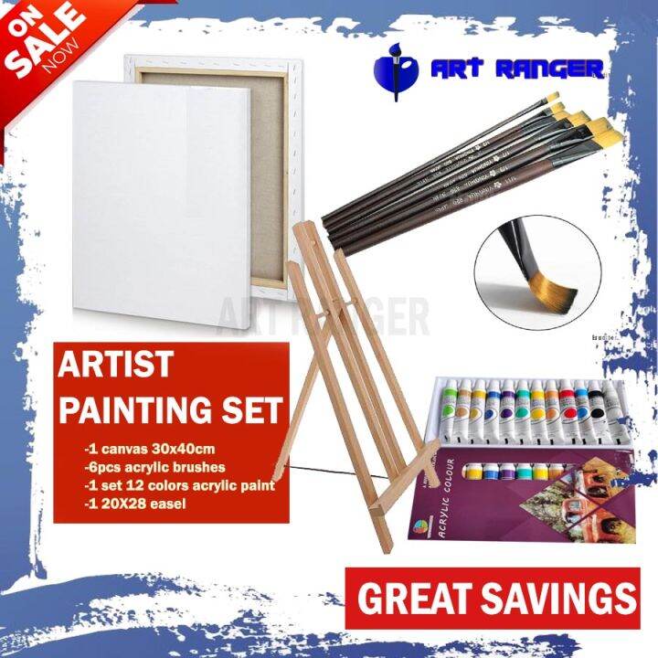 Artist Acrylic Painting Set with easel art set with canvas painting kit arts materials bundle