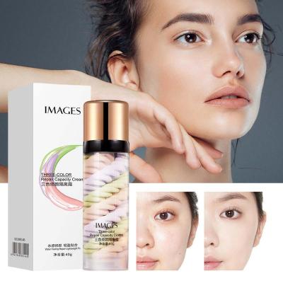 Tri-Color Isolation Cream Skin Tone Correcting Facial Primer Moisturizing Brightening Skin Tone Long Lasting Makeup Primer