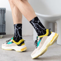 Independent Design Couple Boy Girl Socks Lightning Pattern Basketball Skateboard Sport Sock Street Hip Hop Cotton Soxs Uni