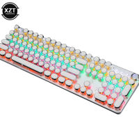 (ในสต็อก) Gaming Mechanical Keyboard R Punk USB แบบมีสาย LED 23โหมด RGB Backlit Switch 104คีย์ Full Keypad แกนสีเขียวสำหรับเกมคอมพิวเตอร์ **