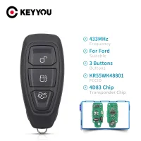 Keyyou กุญแจรีโมทอัจฉริยะสำหรับ Ford Kr55wk48801สำหรับ Ford Focus C-Max Mondeo Kuga Fiesta B-Max 433/434Mhz ชิป80bit 4d63