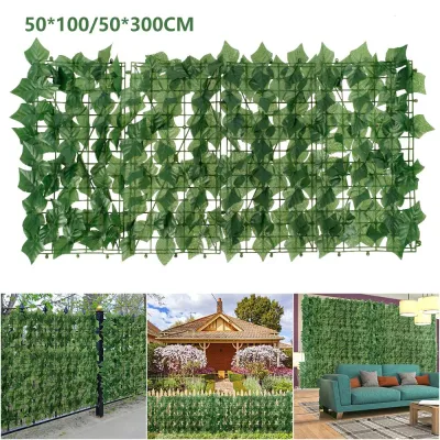 UV Protection Artificial Balcony Green Leaf Fence Roll Up Panel Ivy Privacy Garden Fence Backyard Home Decor Rattan Plants Wall Artificial Flowers  Pl
