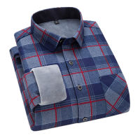 AOLIWEN Brand Men Flannel Large Size Plaid Pocket Warm Shirts Men  Winter 7XL 8XL Plus Fleece Thick Long Sleeve Warm Shirts