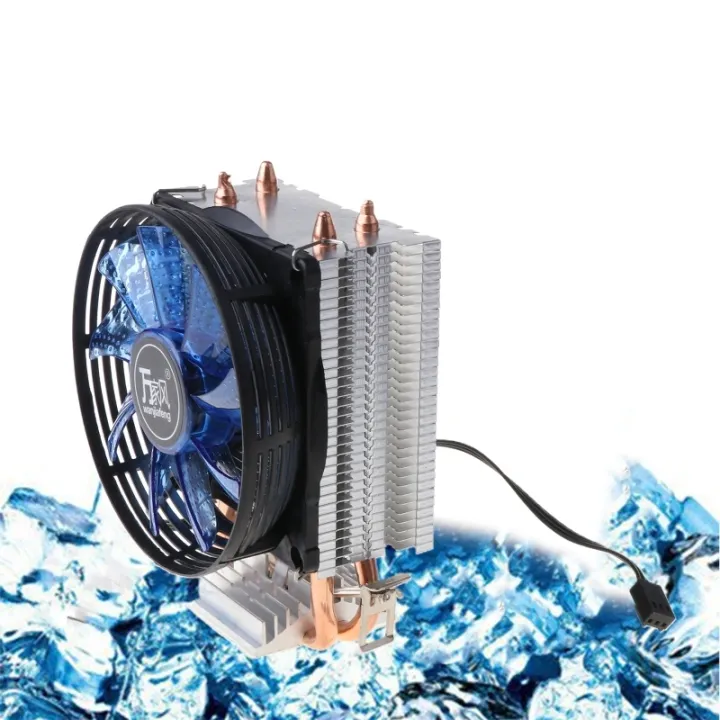 CPU Cooler Master 2 Pure Copper Heat pipes Fan with Blue Light Freeze