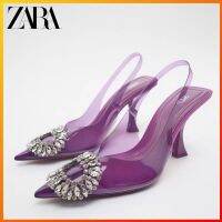 ZARAˉAutumn New Products Womens Shoes Noble Violet Ornaments Inlaid High-Heeled Muller 2224010 075