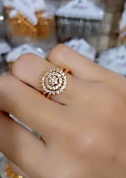 Jual CINCIN WANITA ANTI KARAT WARNA EMAS BUNGA PERMATA AMERICAN