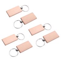 60Pcs Blank Rectangle Wooden Key Chain Diy Wood Keychains Key Tags Can Engrave Diy Gifts