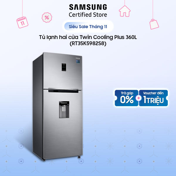 Tủ lạnh Samsung hai cửa Twin Cooling Plus 375 lít (RT35K5982S8) | 2 dàn lạnh độc lập