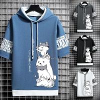 CODTheresa Finger Hoodie Men Summer Fashion Loose Hooded Short Sleeve T-Shirt