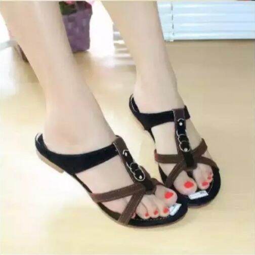 COD Sandal Sendal Flat Silang&denim#sendal Teplek Wanita#sendal Wanita ...