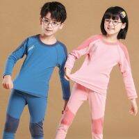 COD SDFGDERGRER [ZY] 90-180CM Childrens Stitching Suit Thermal Underwear Set Casual Long-Sleeved Autumn Winter Baby Pajamas Home Clothes Elastic Parent-Child Korean Version Long