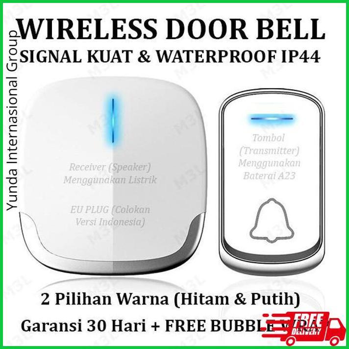 Bel Rumah Wireless Door Bell Waterproof Pintu Receiver Hitam Putih Dijamin Puas Lazada