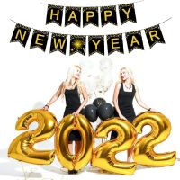 2023 Foil Balloon Happy New Year Banner Garland Ornaments Merry Christmas Party Decoration Balloon Set