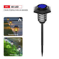 2 IN 1 LED Solar Flame Torch Lamp Outdoor Solar Garden Light FlameWhite Light Waterproof Lamp Courtyard Path Lawn Spotlight