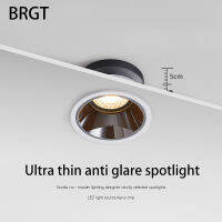 BRGT LED สปอตไลท์ปิดภาคเรียนโคมกลม7วัตต์10วัตต์บางเพดานบางจุดรังผึ้งป้องกันแสงจ้า AC85-265V สำหรับบ้านร้านค้าไฟ