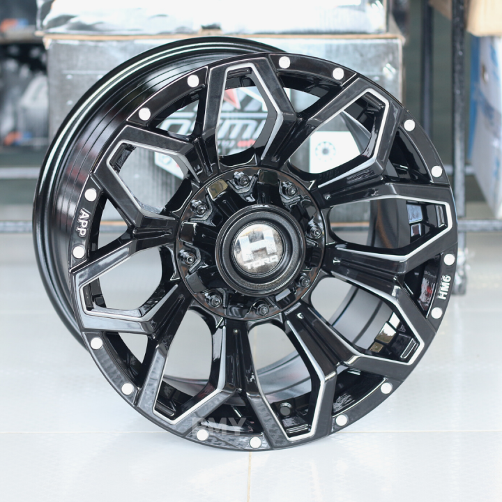 ล้อแม็กขอบ-16x8-5-6รูx139-7-et-0-cb-106-1-ยี่ห้อ-torq-รุ่น-hm6-bks-ล้อแม็กลายดอกไม้-ราคา2วง-ล้อแม็กขอบ-16-งานใหม่แท้100-torq-by-lenso-ราคาพิเศษสุดๆ-จำนวนจำกัด