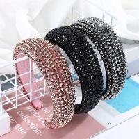 Ladies Wide-sided Padded Rhinestone Headband / Simple Plastic Resin Headwear / Diamond Crystal Beads Wide Glitter Headband