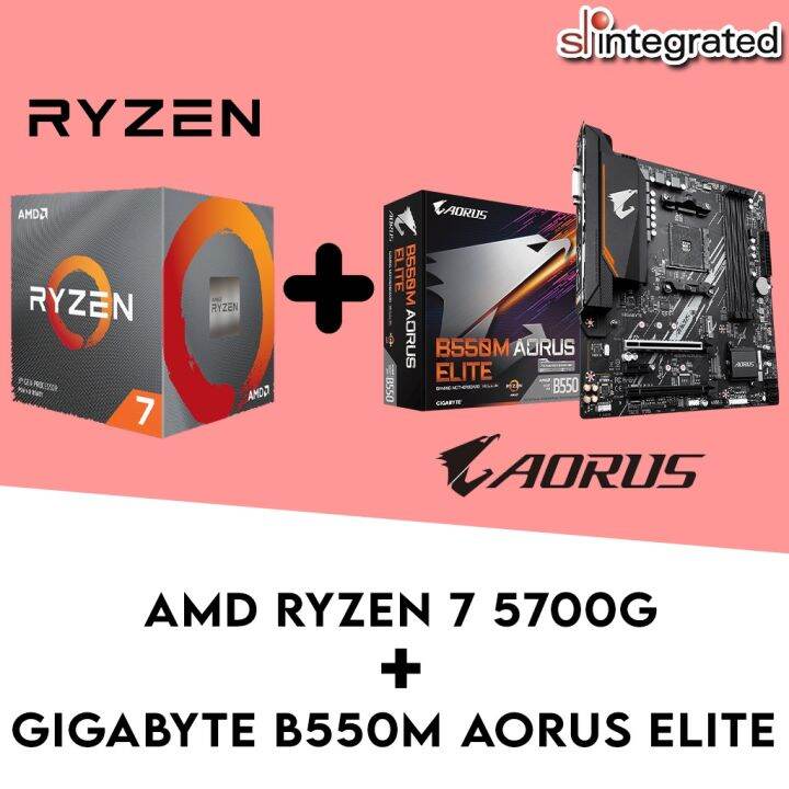 AMD Ryzen 7 5700G + Gigabyte B550M AORUS ELITE Motherboard Combo Lazada