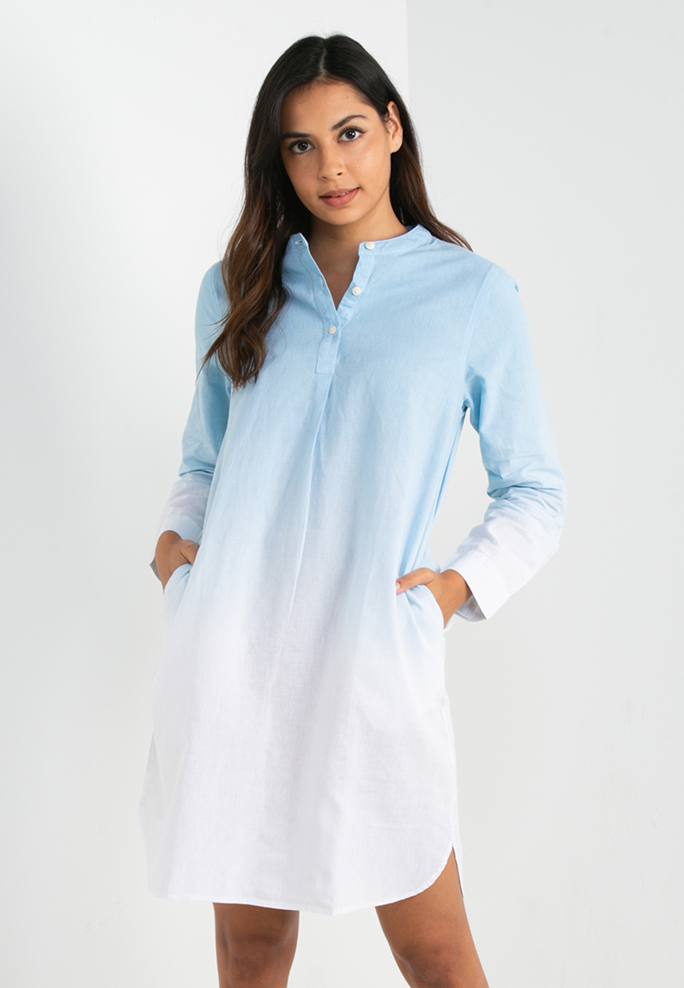 GIORDANO Women's Linen Cotton Comfort Fit Long Sleeve Dress 05462221 [M]