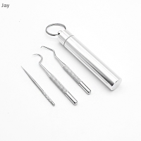 Jay 3pcs toothpicks Pocket set กลางแจ้งแบบพกพาอเนกประสงค์ไม้จิ้มฟันผลไม้ส้อม