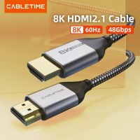 CABLETIME HDMI 2.1 Cable 8K/60Hz 4K/144Hz 48Gbps Ultra-Slim Coaxial HDMI Video Cable for PS4 Macbook Air HDTVs 8K HDMI C326