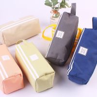 【CC】❄◎☒  Korean Fashion Canvas Striped Cases Large Capacity Makeup Organizer Stationery Holder