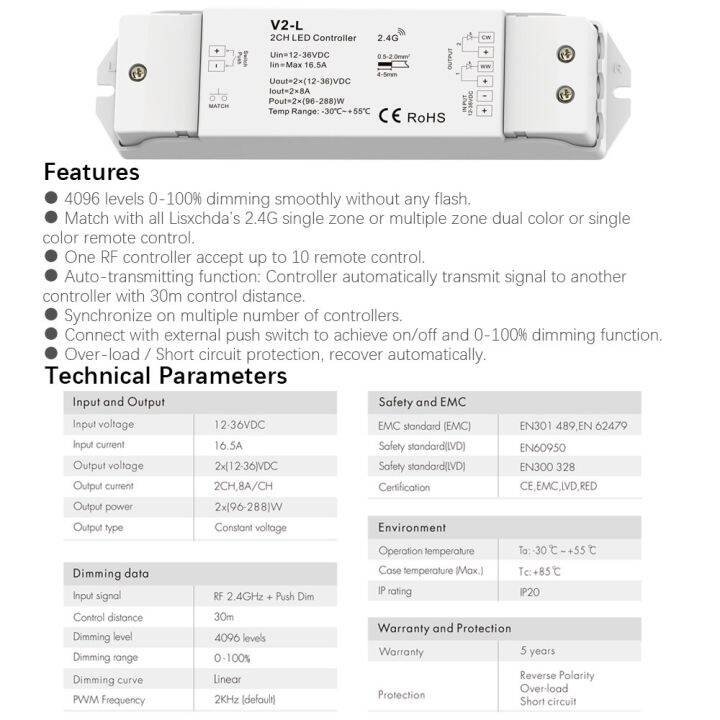 sakelar-peredup-led-cct-12v-24v-36v-ไร้สาย2-4g-2ch-wifi-อัจฉริยะ-ww-cw-ตัวควบคุมไฟ-led-สำหรับ-ct-แถบเดี่ยวสีแอลอีดี-v2-l