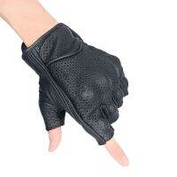 hotx【DT】 Men Motorcycle Gloves Goatskin Leather Half Accessories Luva Motociclista Guantes