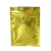 100Pcs Gold Zip Lock Mylar Foil Bag Resealable Reusable Aluminum Tear Notch Self Heat Seal Food Snack Candy Bean Package Pouches