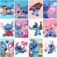 （Jinxiu cross-stitch）5d งานประดิษฐ์ทำด้วยตัวเองรูปการ์ตูนนางฟ้า Lilo Stitch ภาพวาดเพชรงานเย็บปักถักร้อยลวดลายที่ทำด้วยกระจกสีเพชรประดับเพชรทั้งชิ้นงานปักครอสติชงานศิลปะชุด