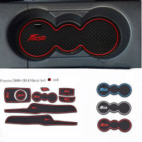 For Ford Fiesta 2009 - 2014 Car Accessories 3D Rubber Mat Interior Cup Pad Door Groove Mat Car Phone Holder Car-styling