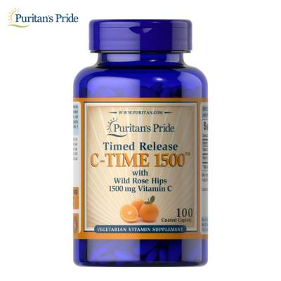 วิตามินซี Puritans Pride Vitamin C-1500 mg with Rose Hips Timed Release/ 100 Caplets