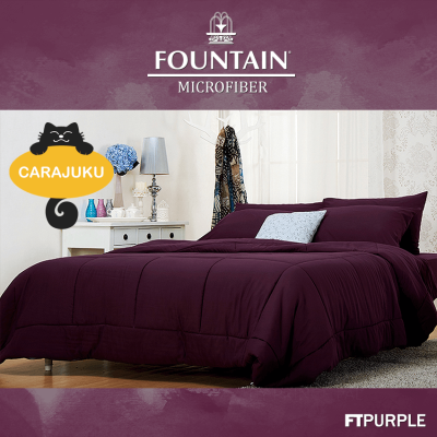 FOUNTAIN ชุดผ้าปูที่นอน สีม่วง PURPLE FTPURPLE #ฟาวเท่น ชุดเครื่องนอน 3.5ฟุต 5ฟุต 6ฟุต ผ้าปู ผ้าปูที่นอน ผ้าปูเตียง ผ้านวม