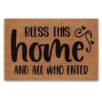 Door Mat, Front Doormat, Decorative Design for Outdoor and Indoor Uses , Bless This Home and All who Enter