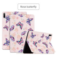 สำหรับ HUAWEI MatePad Pro 10.8-นิ้ว เคสแท็บเล็ตรูปแบบผีเสื้อหนังหรูการออกแบบขาตั้งฝาพับด้วยฟังก์ชั่นการนอนหลับและปลุกอัตโนมัติ