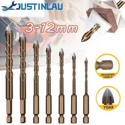 JUSTINLAU Lengthen Cross Hex Tile Bits Glass Ceramic Concrete Hole Opener Alloy Triangle Drill Size 3/4/5/6/8/10/12 mm