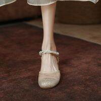 nal soft breathable mesh one-word s h Btou female 23 summer new pearl hoow shoes -GGX23722◐❀✟