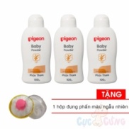 Bộ 3 Phấn thơm Pigeon cho bé 100g Tặng Hộp đựng phấn - phan thom cho be