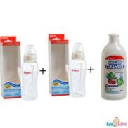 Bộ cặp Bình sữa Pigeon Streamline 250ml + Nước rửa Bình sữa chai Pigeon