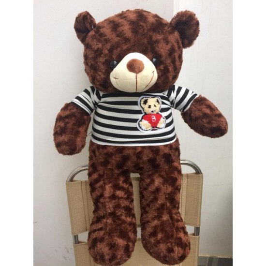 Gấu bông teddy cao cấp khổ vải 80cm dài 60cm màu nâu - ảnh sản phẩm 1