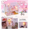 Hcmmô hình nhà gỗ diy có đèn - pink girl - ảnh sản phẩm 3