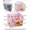 Mô hình nhà gỗ diy- nhà búp bê màu hồng cho bé gái tặng kèm mica che bụi - ảnh sản phẩm 5