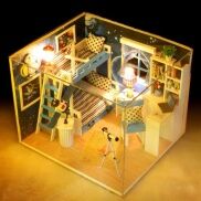 Nhà búp bê có đèn - Căn gác mái có mica DiyDollHouse