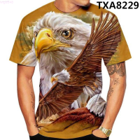 *Top* ❅New (สต็อกเพียงพอ) 2023 Summer 3D Printing Eagle T-Shirt Fashion Casual MenS Street Style Round Neck Shortคุณภาพสูง size:S-5XL