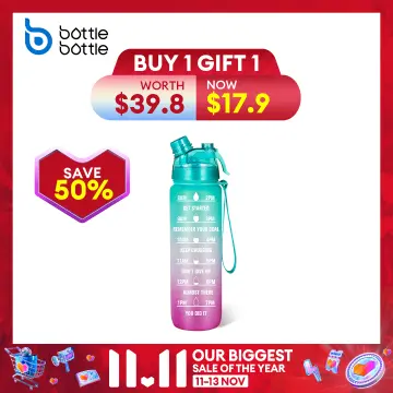 BOTTLE BOTTLE 32 oz Motivational Water Bottle with Time Marker - Water  Bottle with Spray Mist Leakproof Drink Water Bottle for Office Gym Running