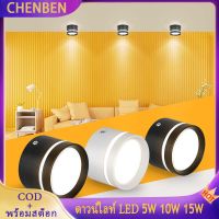 CHENBEN ไฟledฝ้าเพดาน 5W 10W 15W, ไฟดาวน์ไลท์ led 220v, สปอตไลท์ติดบนพื้นผิว, ทันสมัย โคมไฟติดเพดาน สำหรับห้องนั่งเล่น ห้องนอน ห้องครัว