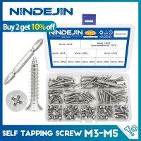 【LZ】 NINDEJIN-Self Tapping Screw Set Cruz Cabeça Chata Parafuso Phillips Kit Sortido Aço Inoxidável Parafuso de Madeira para Folha De Metal M3 M4 M5