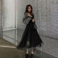 Dress Black Skirt Temperament Sling Long Korean Version Inner Design Niche Design Sense V-neck Dress