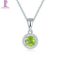 6 มิลลิเมตรรอบโครเมี่ยม diopside 925 จี้เงินแท้พลอยแข็ง 925 โซ่เงินวิจิตรผู้หญิงที่สง่างามเครื่องประดับ