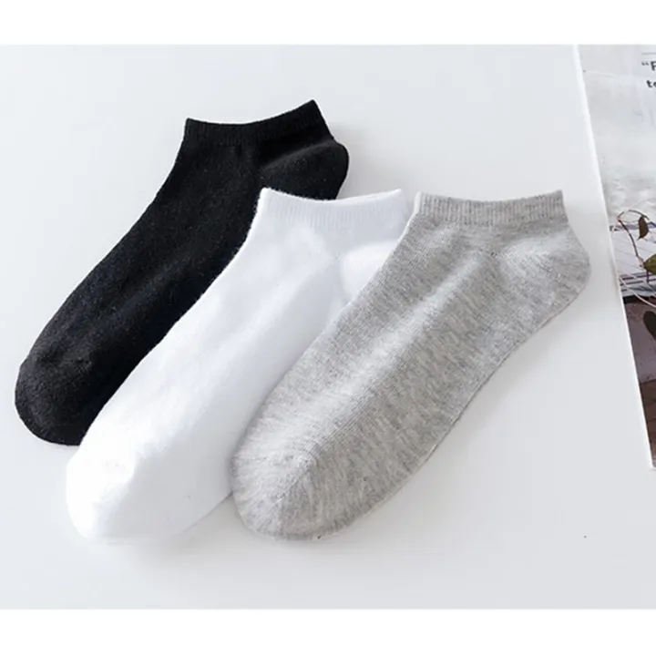 Unisex Solid color ankle socks men male low cut black socks easy ...